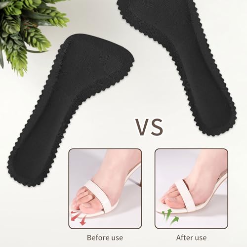 Image of SooGree Adhesive High Heel Insoles Women 3 /4 Cushioning Inserts, Anti-Slip Invisible Slim Inserts Liners Ball of Foot & Arch Support Insoles Sponge Leather Relieve Pain (4 Pairs Black)