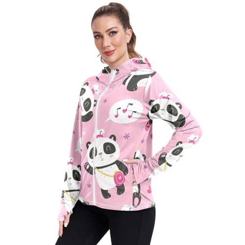 KLL Moletom feminino com capuz protetor solar FPS 50+ proteção feminina panda fofo desenho animado r