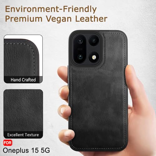 Image of TheGiftKart Genuine Leather Finish Back Cover Case for OnePlus 15 5G | ShockProof Design | Raised Edges for Camera & Screen Protection | Stunning Minimalist Design Back Cover for OnePlus 15 5G (Black)