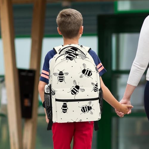 Cartable motif petites abeilles durable avec trousse imperméable assortie