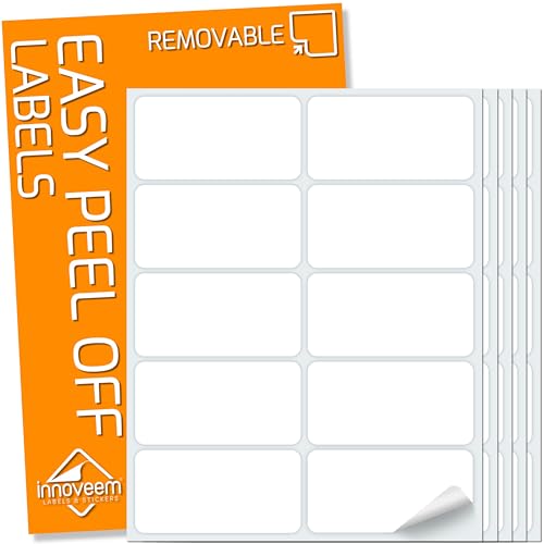 Easy Peel Labels 6x3 cm - 100 Durable Easy Peel Off Labels, Perfect for Organising & Labelling | Remove Effortlessly with Our Premium Easy Peel Stickers by Innoveem