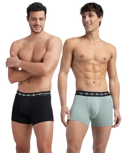 Image of Jockey NY16 Men's Super Combed Cotton Elastane Stretch Solid Trunk with Ultrasoft Waistband (Pack of 2)