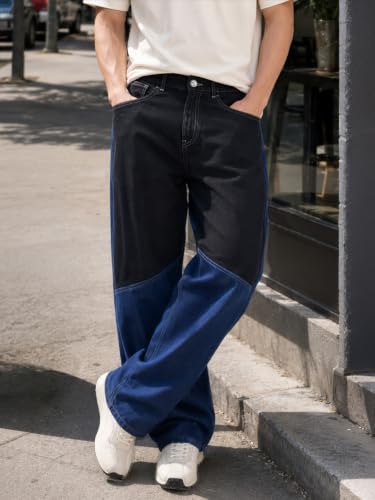 Image of The Indian Garage Co Men Baggy Cut & Sew Mid-Rise Stretchable Jeans