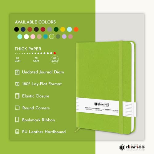 Image of Jhingalala Diaries - Hardbound Leather Cover Pocket Size Corporate Executive Diary Notebook I Pocket Diary For Men and Women I A6 Size I 80gsm Paper I 192 Ruled Pages (Parrot Green)
