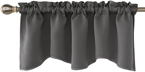 Deconovo Grey Valances for Windows, Scalloped Valances for Living Room, Rod Pocket Valance Curtains (52x18 Inch, Light Grey, 1 Panel)