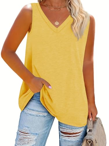 T-shirt jaune Saodimallsu 2L ample pour un confort estival