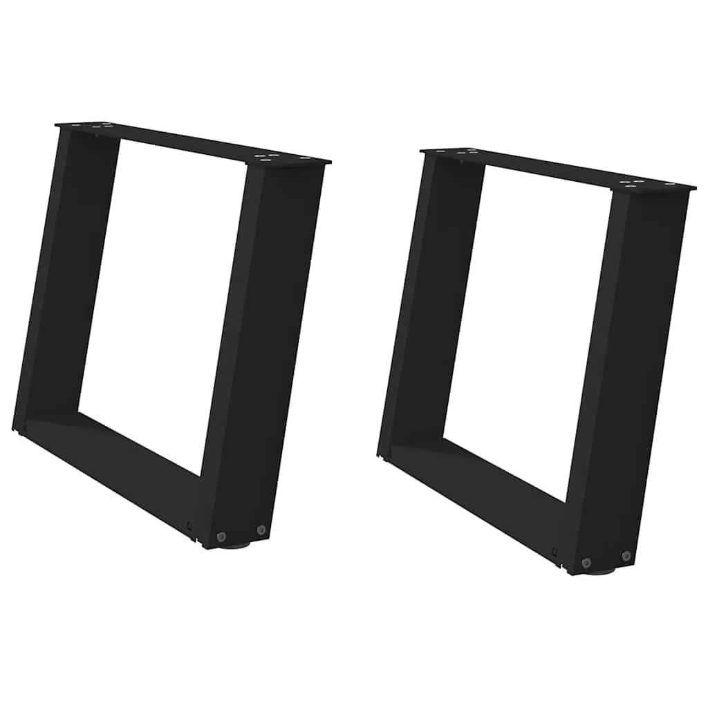 Gambe per tavolino 2 pezzi a forma di U 70 x (42-43) cm in acciaio nero