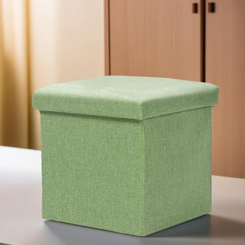 Kuber Industries Taburete de almacenamiento | Caja cuadrada de almacenamiento de juguetes | Taburete reposapiés | Taburete plegable | Organizador de armario para ropa y libros | Caja de almacenamiento