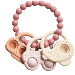 Baby Teether for Teething Relief, Silicone Teethers for Babies, Baby Chew Toys Beige