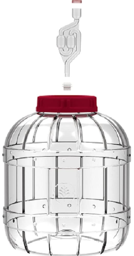 lilawelt24 3L +5L Gärbehälter aus Kunstoff Gärbehälter mit Gäraufsatz, für Wein, Bier, Maische Weck, Weinballon Gärballon Flasche