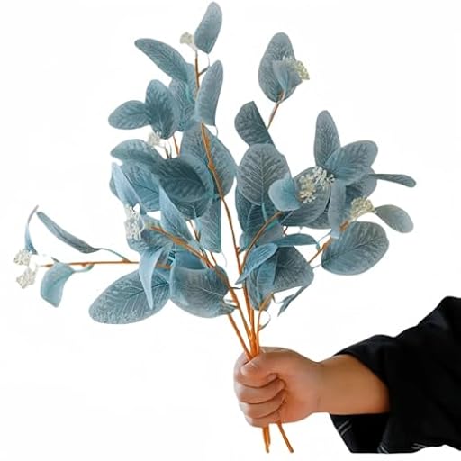 Genérico Flores 3 Unidades de 50 cm Flores Artificiales de Cala, para Hogar, Bodas, Fiestas, Oficinas, Balcones y Jardines (3, Eucalito Azul) | Ya disponible en tu tienda friki favorita! En mundofriki.es!