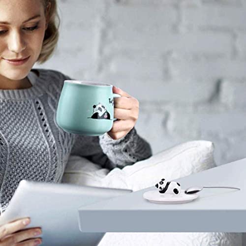 Image of BonZeal Panda Ceramic Coffee Mug with Lid & Spoon, 325 ML Cute Panda Tea Mug with 3D Panda Lid, Coffee Cup for Kids & Adults, Milk Mug, Office Mug, Birthday Gift for Girls, Boys, Women & Panda Lovers