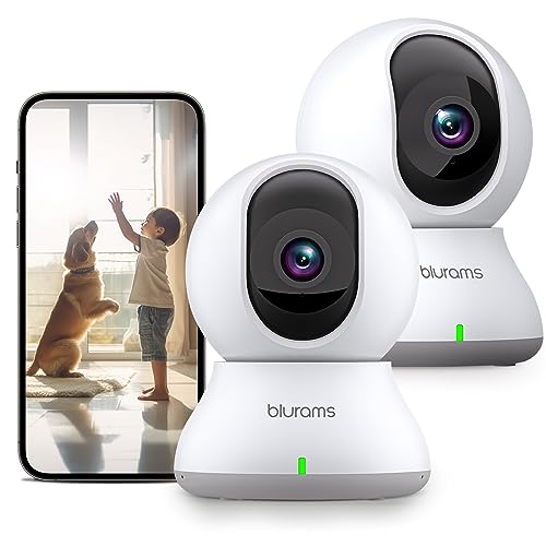 blurams Telecamera Wi-Fi Interno,2K Videocamera Sorveglianza,2.4g & 5g, Rotazione a 360°,Visione Notturna, Tracciamento del Movimento,Audio Bidirezionale Compatibile con Alexa (Bianco-Kit da 2)