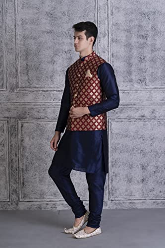 Image of UnM Men Silk Blend Classic Kurta Set