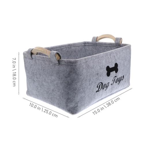 UKCOCO Aufbewahrungskorb Für Hundespielzeug: Welpen Sachen Korb Filz Welpen Spielzeug für Hunde Faltbare hundespielzeug box Mit Holzgriff für Katzenspielzeug, Hundebedarf,38 cmx 25 cmx 18 cm