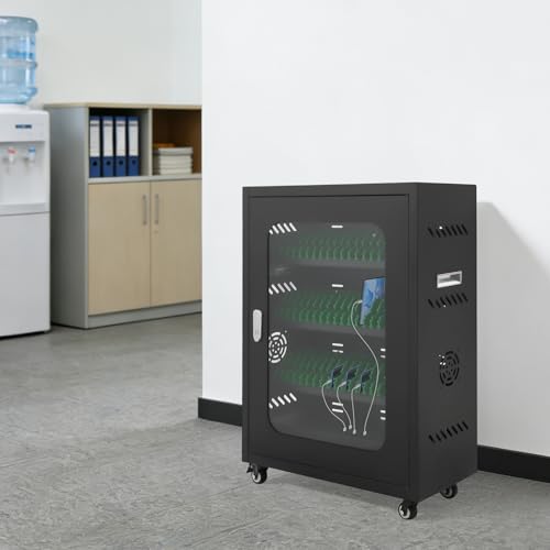 Image of 50 Device Cell Phone Charging Station, Rechargeable Cellphone Locker Storage Charging Station, Mobile Charging Cabinet for Cell Phone, USB Cell Phone Charging Cart with Lock