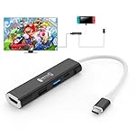 RREAKA Switch Dock for Nintendo Switch OLED, 4 in 1 Switch TV Adapter with 4K HDMI, USB 3.0 Port, Type C 100W Charging, Portable Switch Docking Station Travel, for Samsung Dex S24 (black & white)