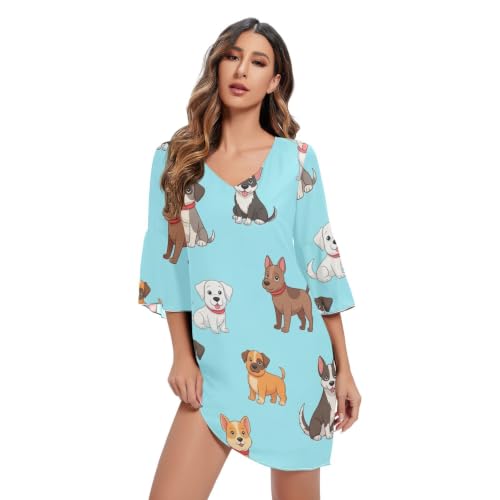 Robe trapèze en mousseline de soie col V bleu : l'alliée anti-chaleur fluide