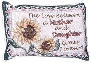 Simply Home Mother Daughter Love Decorative Tapestry Toss Pillow USA Made Sku P80-LOVE, Multi, 9"x12"
