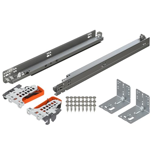 Image of Blum TANDEM plus BLUMOTION Concealed Undermount Drawer Slides (Runners) Kit, 21-Inch, Full Extension, Soft-Close, Steel, 100 lb. Load Capacity for Wood Drawers (6 Kits)