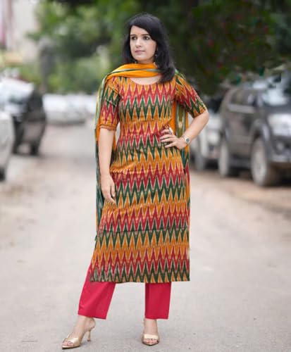 Image of KLOSIA Women Viscose Printed Kurta And Pant With Dupatta Set