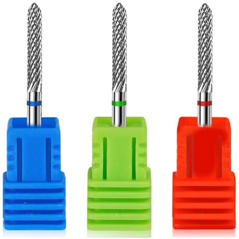 3Pcs Tungsten Cuticle Bit for Nail Drill, Nail Drill Bits Cuticle, Nail Cuticle Clean Pedicure Manicure Nail Bits for Nail Drill, Manicure Grinding Head Tools Cuticle Nail Drill Bit for Home Use Cover
