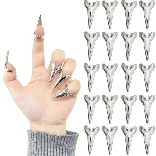 Talons pour ongles gothiques argentés pour sublimer un déguisement