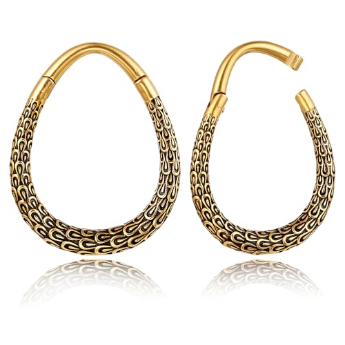 LADEMAYH 2Pcs Surgical Steel Ear Hangers Weights Gauges for Ears - Suitable from 6g to 1inch - Trendy and Comfortable Heart, Hoop and Bead Dangle Gauges Body Jewelry