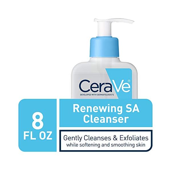 CeraVe Renewing Salicylic Acid Cleanser, Formulated With Hyaluronic Acid, Niacinamide, & Ceramides, Gentle BHA Exfoliating Face Wash Smooths & Softens Skin, Non Comedogenic & Fragrance Free, 8 Ounce