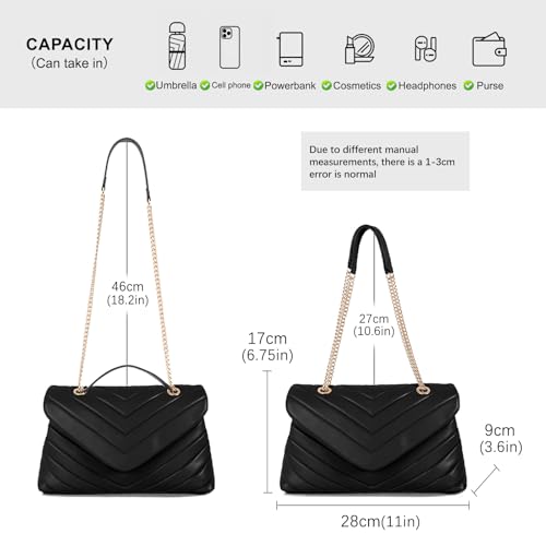 Image of Women Shoulder Bag, Fashionable Quilted Vegan leather Crossbody Purses with Adjustable Chain Designer Purses