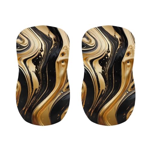 Image of Black Gold Marble Bar Stool Chair Cover 4 Pack Barstool Slipcovers Counter Stool Chair Covers with Waterproof Seat Pad Bar Seat Cover with Elastic Bottom