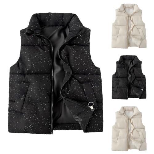 Kids Puffer Vest Sleeveless Stand Collar Zip Polka Dot Warm Winter Vest - image 1