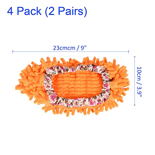 Image of M METERXITY 2 Pairs Washable Cleaning Shoes Cover - Floor Cleaning Dust, Chenille Microfiber Duster Mop Slippers, Apply to House Office Room (Orange)