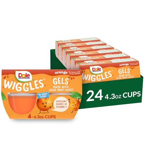 10% coupon - Dole Wiggles No Sugar Added Orange Fruit Juice Gels Snacks, 24 cups