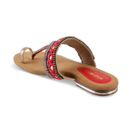 Image of SOLE HEAD Red Flat Women Sandal
