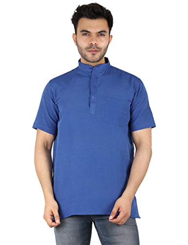 Image of LATEST CHIKAN Men's Cotton Regular Casual Strped Short Kurta Half Sleeves - (SK-LJ.DS.AS)