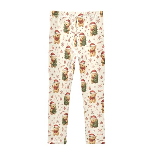 senya Girls Printed Leggings Yoga Pants Christmas Tree Bear Pattern for Kids in 4t to 10 Years, 4T2