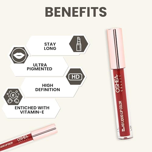 Image of Oshea Skin Perfect HD LIQUID LIP COLOR High Definition & Ultra Pigmented Enriched with Vitamin -E (2.6 ML (Pack of 1), SMACKY WINE -01)