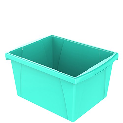 Image of Storex 4 Gallon Storage Bin - Plastic Classroom Organizer for Books and Supplies, Teal, 6-Pack (61477C06C)