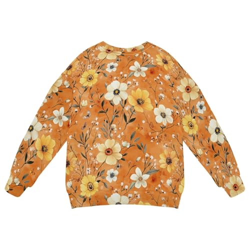 JUNZAN Autumn Flowers Daffodil Anemone Terracotta Little Boys Sweatshirt Hoodie Crewneck Sweatshirts for Boys Camping 4T2