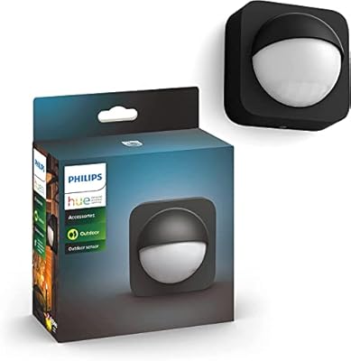 Philips Hue - Sensor de movimiento exterior Accesorio para bombillas y lámparas inteligentes Hue Compatible con Alexa y Google Home Negro