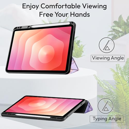 Image of Robustrion Cover Case for Samsung Galaxy Tab S11 11 inch Cover with [S-Pen Holder], Flip Cover Case for Samsung S11 Tablet 11 inch [Auto Sleep Wake] - Marble Lilac