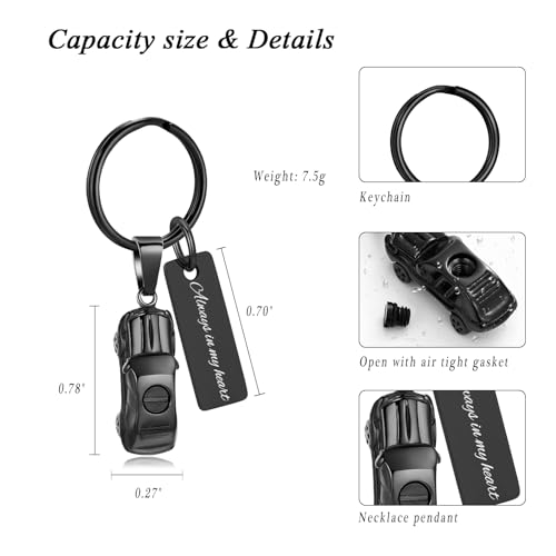 XSMZB Mini Car Cremation Jewelry Memorial Urn Necklace for Ashes Stainless Steel Pendant Human Pet Ashes Holder Keepsake Gift for Men Women2