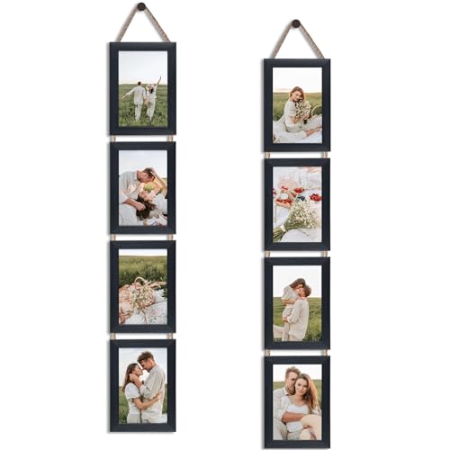 QUTREY Black 4x6 Hanging Picture Frames Set of 2, 4