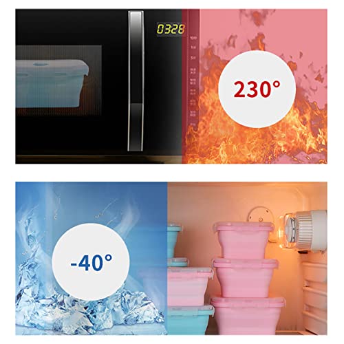 Set Of 3 Collapsible Silicone Food Storage Container, Leftover Meal Box For Kitchen, Bento Lunch Boxes, Bpa Free, Microwave, Dishwasher And Freezer Safe, Foldable Thin Box Design (Blue) #TOP5