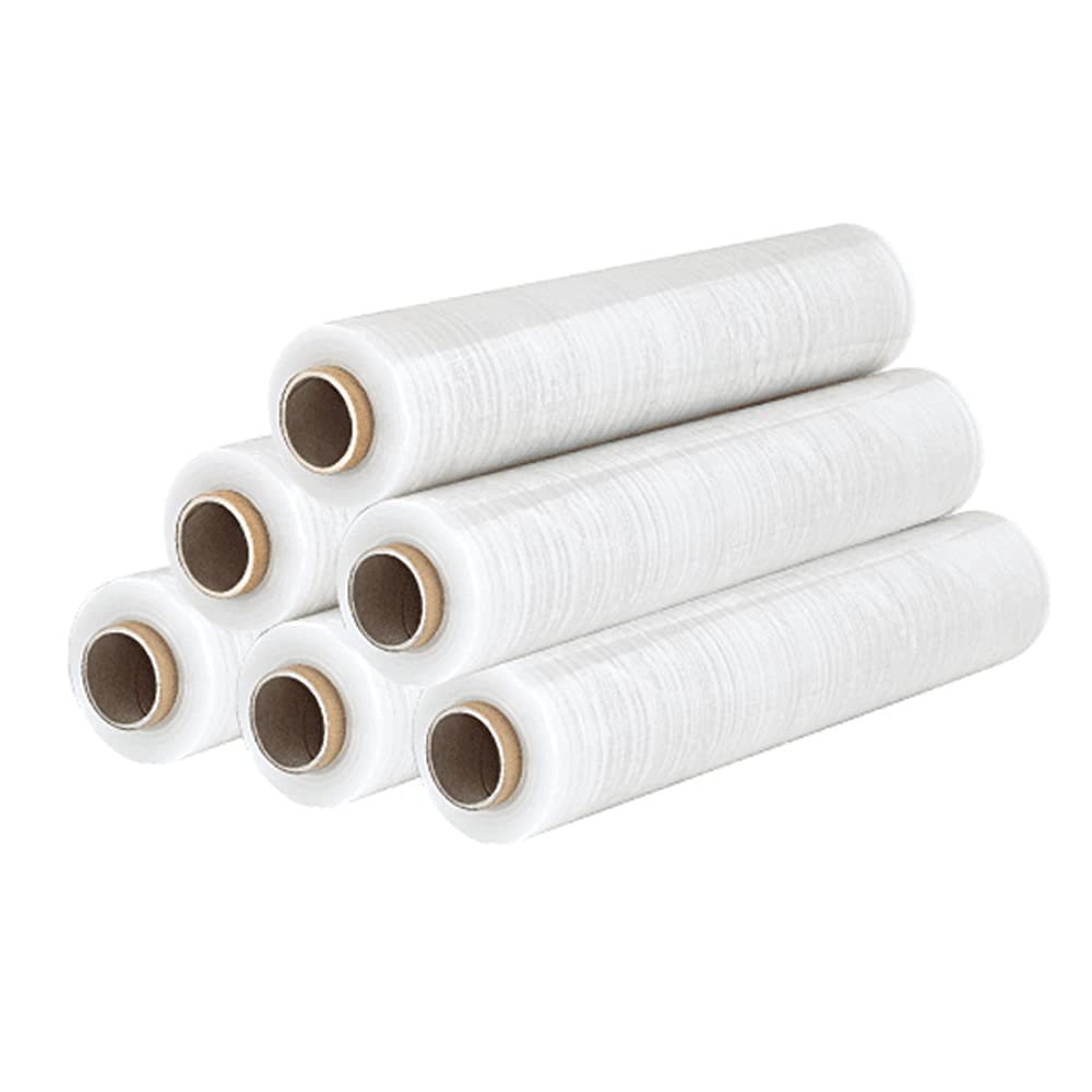 Film estensibile per imballaggio 6 Rotoli Trasparente 2,5 Kg da 50 cm - Film estensibile imballaggio Rotolo Superaderente - Pellicola Protettiva Plastica per Imballaggi Traslochi