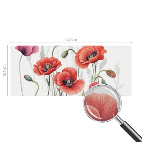 Papier peint coquelicots adhésif masquant tache mur salon - 5