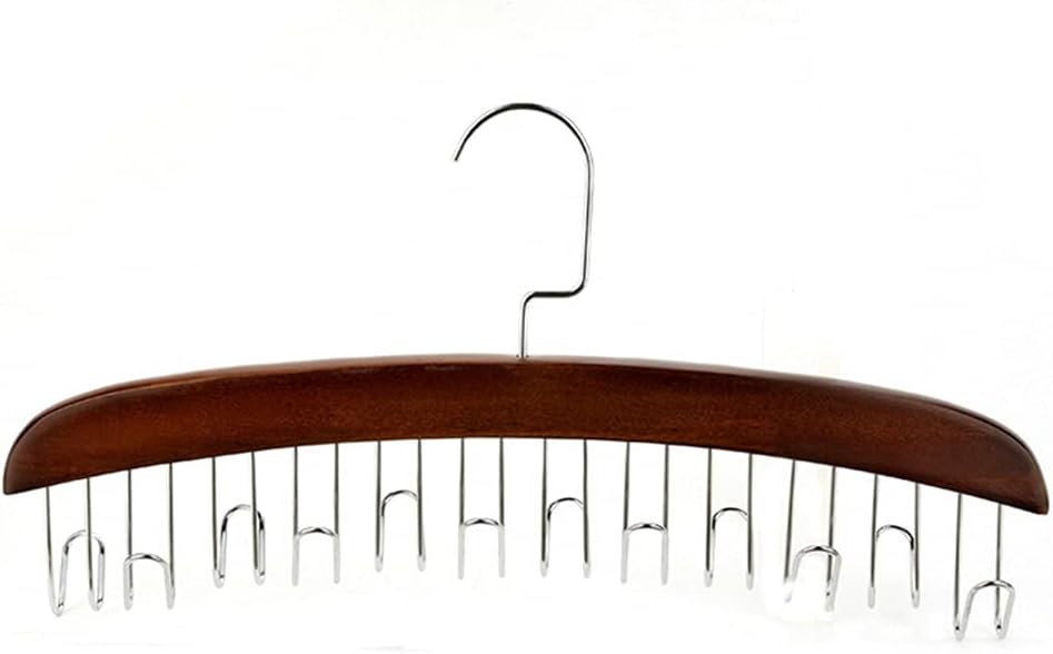 Multifunction Wood Belt Organizer Tie Scarf Rack Hanger Metal Hook Wardrobe Closet Storage(2PCS,Antique12hooks)