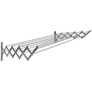 Sauvic Extendable Wall Mounted Stainless Steel Clothes Airer with 10 Aluminium Clothes lines 160 cm