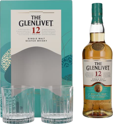 The Glenlivet 12 Years Old Single Malt Scotch Whisky 40% Vol. 0,7l in Geschenkbox mit 2 Gläsern